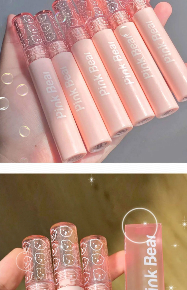 pinkbear皮可熊泡泡唇釉镜面联名樱桃小丸子b222皮克熊牛仔唇泥泡泡款