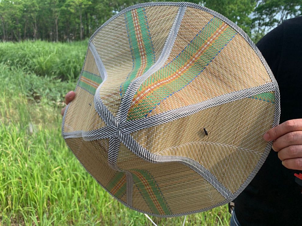 草帽男海南大檐草帽农民草编帽子防雨可折叠男钓鱼草帽透气出差工地