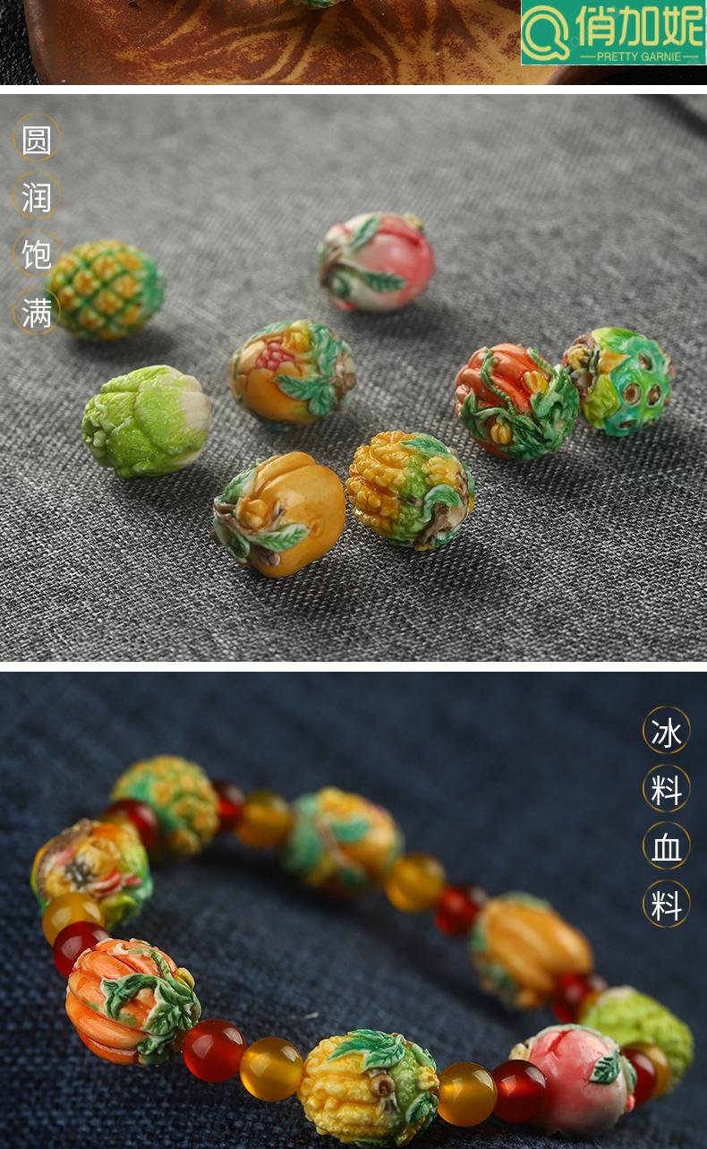 八宝古风彩绘手串小众设计复古情侣多宝散珠文玩配纯9银八宝手串12