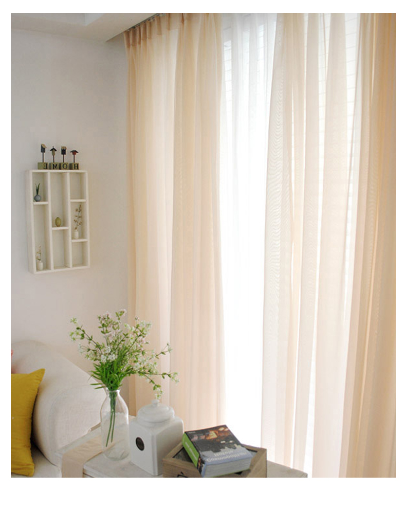 半透明薄纱窗帘 白纱窗帘纱帘透光不透人半遮光飘窗免打孔白色雪纺