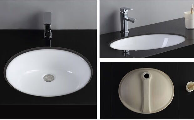 恒洁卫浴台下盆洗脸盆嵌入式洗手盆卫生间台盆方盆椭圆形面盆105 18寸