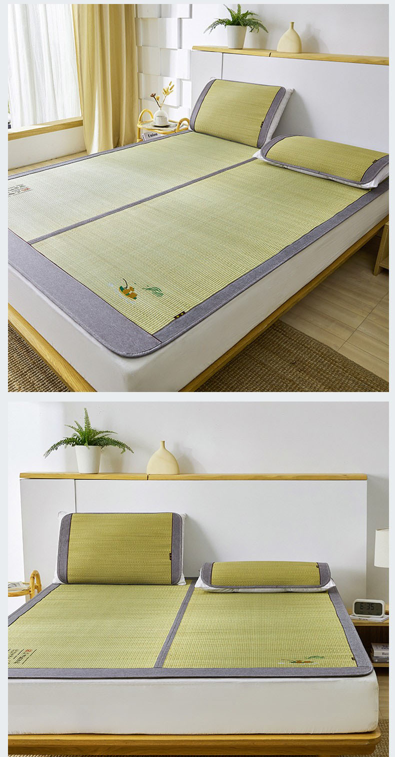 灯芯草凉席 天然灯芯草凉席 折叠凉席蔺草席 加厚加密双面双人灯芯草