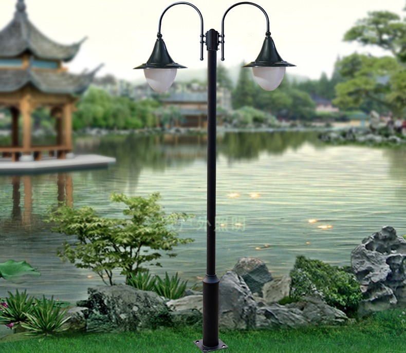 庭院灯头led景观灯户外3米小区路灯灯杆水草坪欧式双头高杆灯罩 灯头-