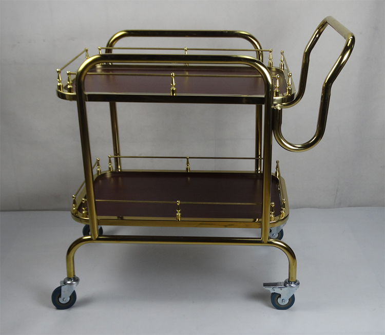 新款送餐车手推餐车美式 三层餐车实木柱烤鸭车酒店送餐车上菜车酒店