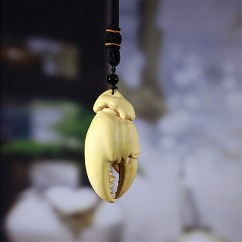 润华年黄杨木雕刻手把件螃蟹钳子挂件手中有钱男随身把玩实木工艺品