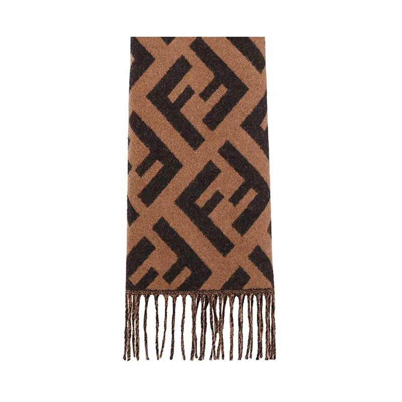 fendi芬迪女士围巾长款流苏同色系ff图案提花织纹17045厘米时尚典雅