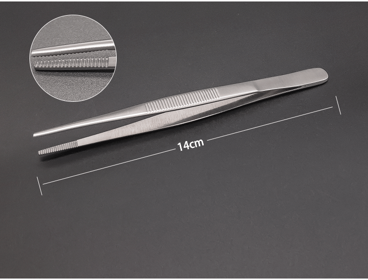 组织镊辅料镊金柄不锈钢有钩无勾有齿无齿动宠物用用用品镊子 16cm