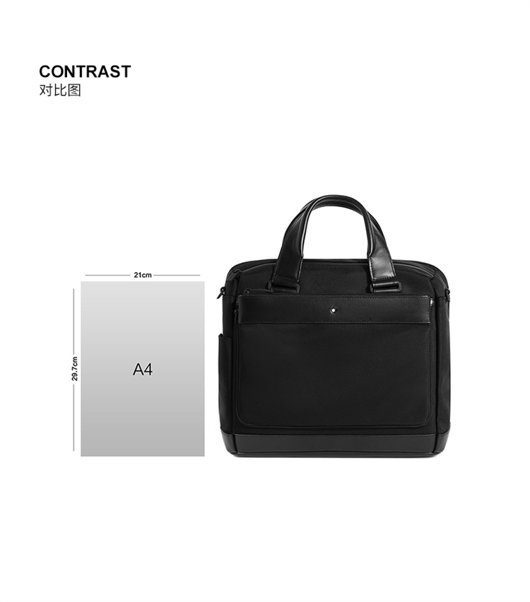 万宝龙 montblanc 男士黑色nightflight尼龙配皮中号公文包 118248