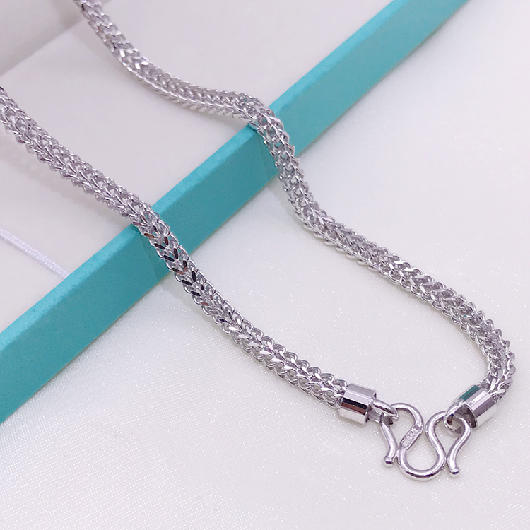 男士白金项链龙骨链盘龙链素链男款生日七夕礼物4742g60cm宽约40mm