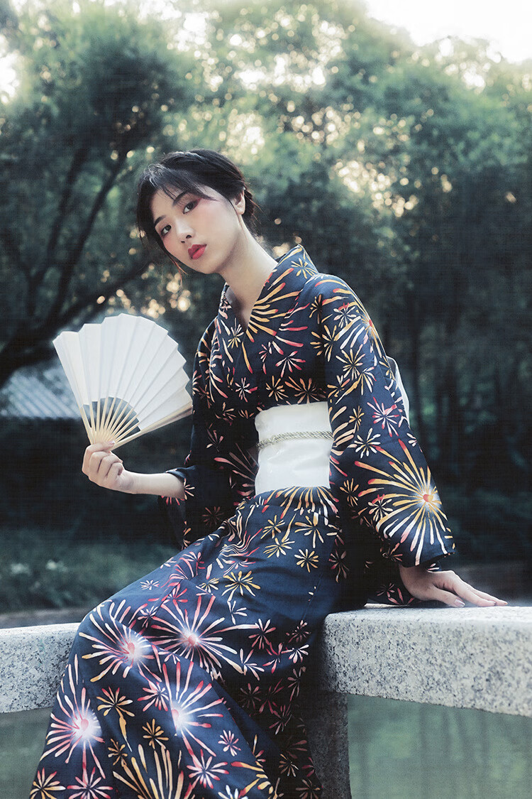 日本人穿的衣服山鸟和色正式和服日式和风浴衣复古少女连衣裙夏日烟火