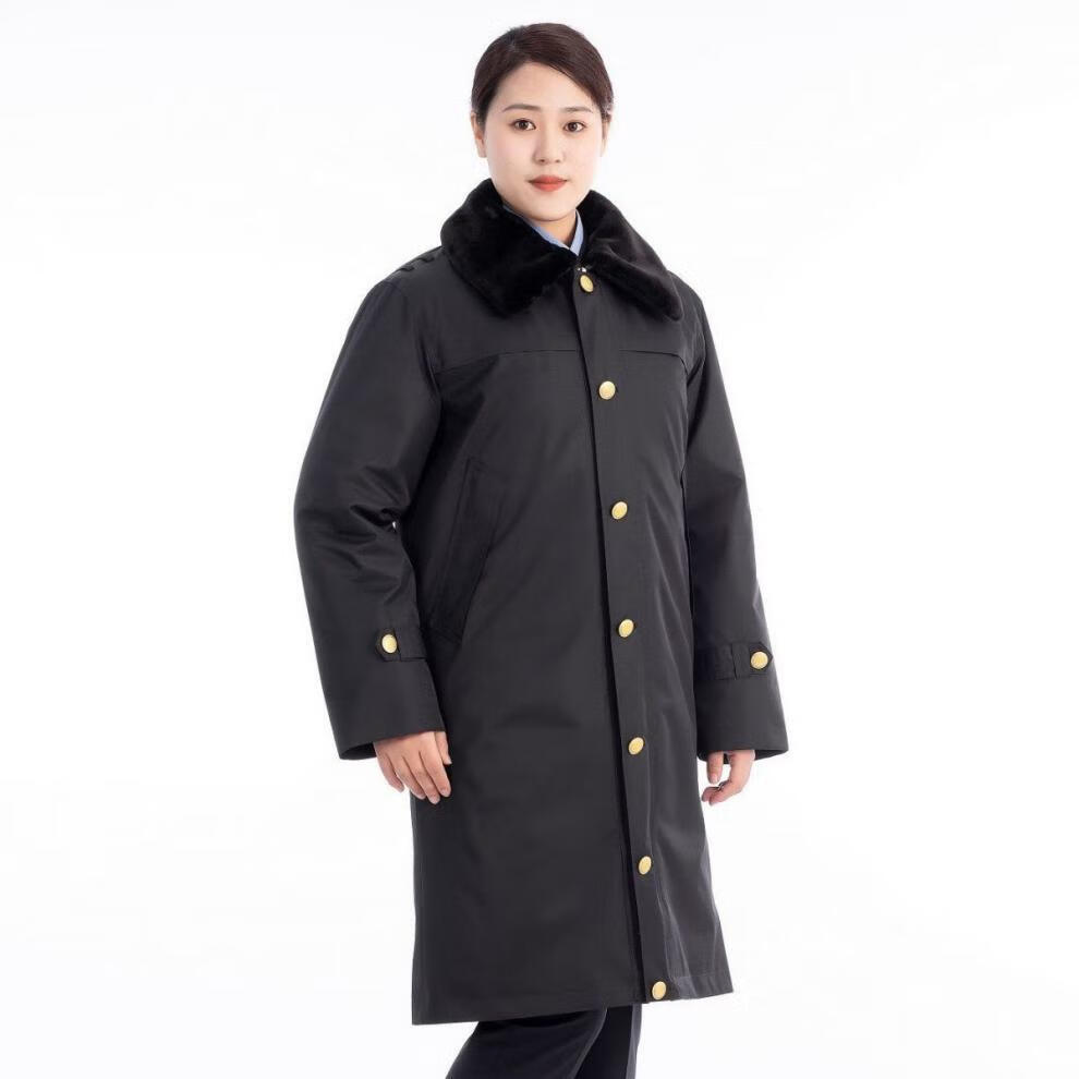 铁路制服大衣冬季防寒棉服大衣可拆卸内胆火车棉衣连帽棉衣 女款铁路