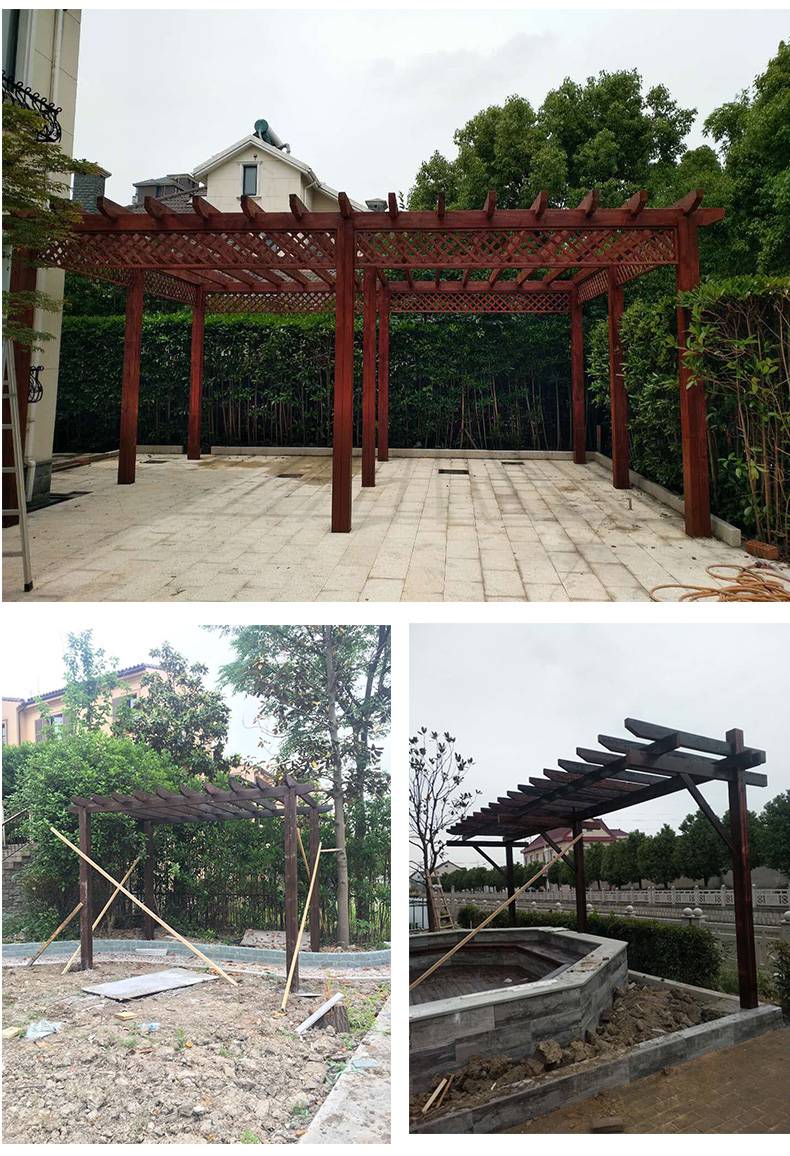 葡萄架防腐木葡萄架庭院碳化木实木花架爬藤架廊架户外长廊室外别墅