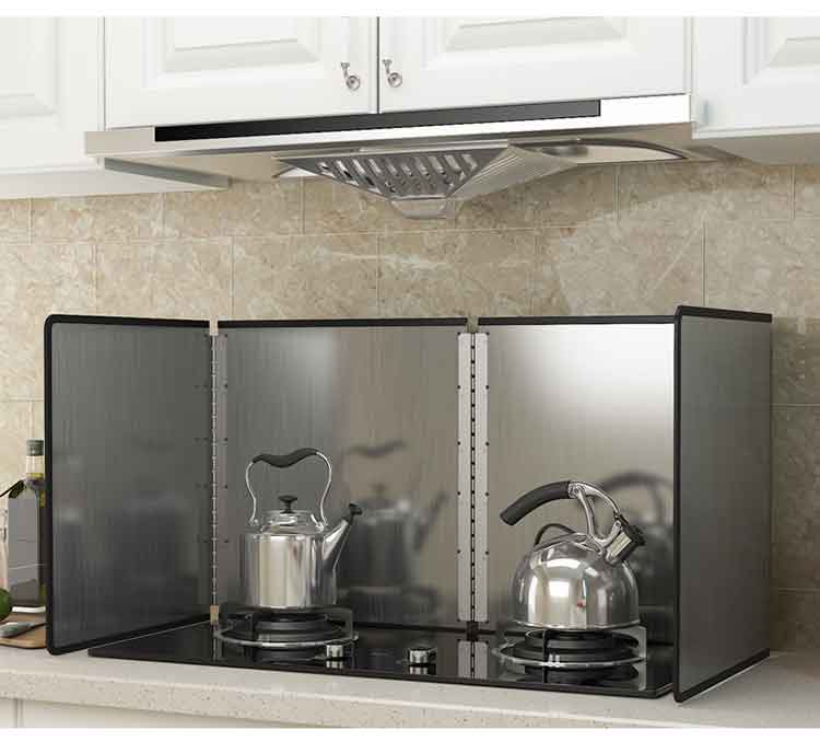 厨房防油挡板不锈钢煤气灶台挡油板烟机隔热挡板防火挡板高30深40两片