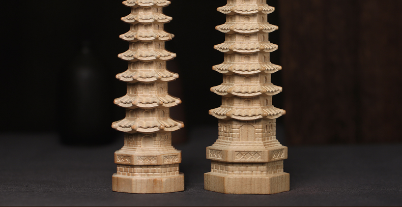 桃木文昌塔摆件九层十三层13层书房办公室卧室书桌家居木雕礼物 九层