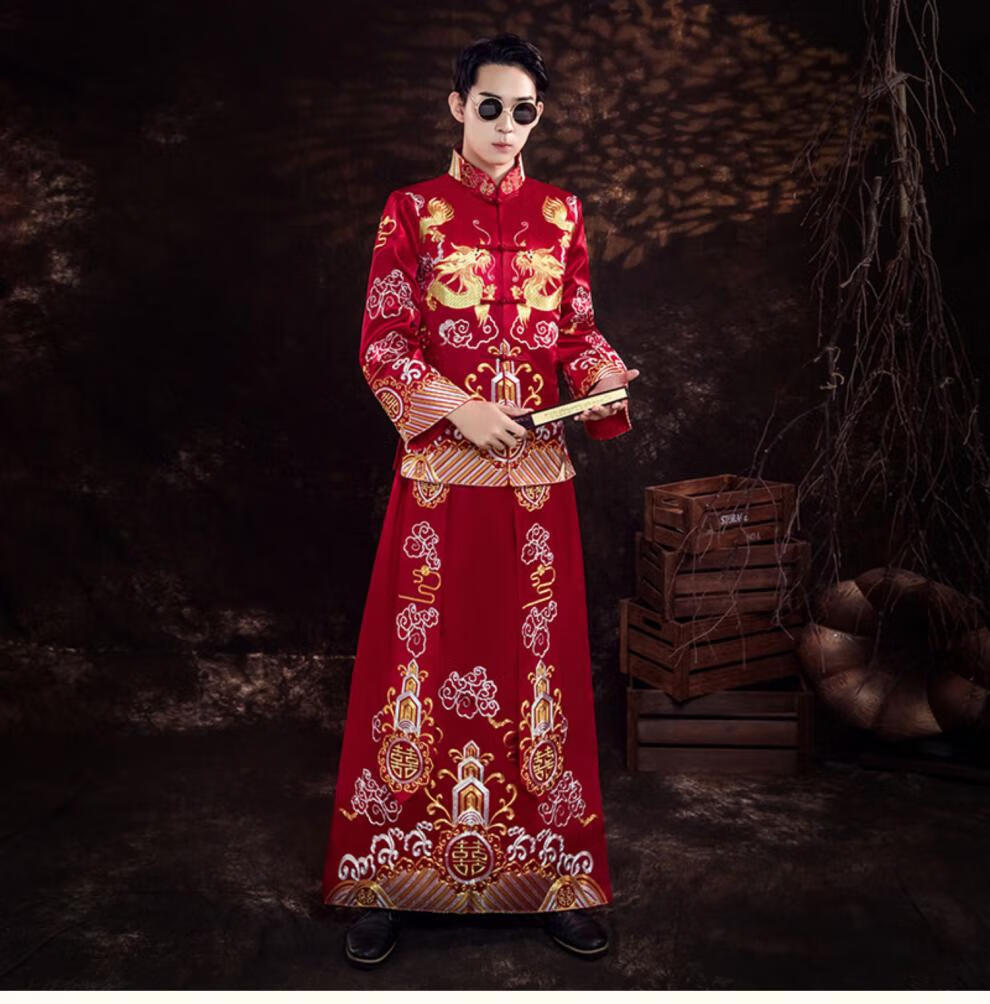 秀禾服男女套装情侣装中式新郎接亲礼服结婚唐装敬酒服女装s