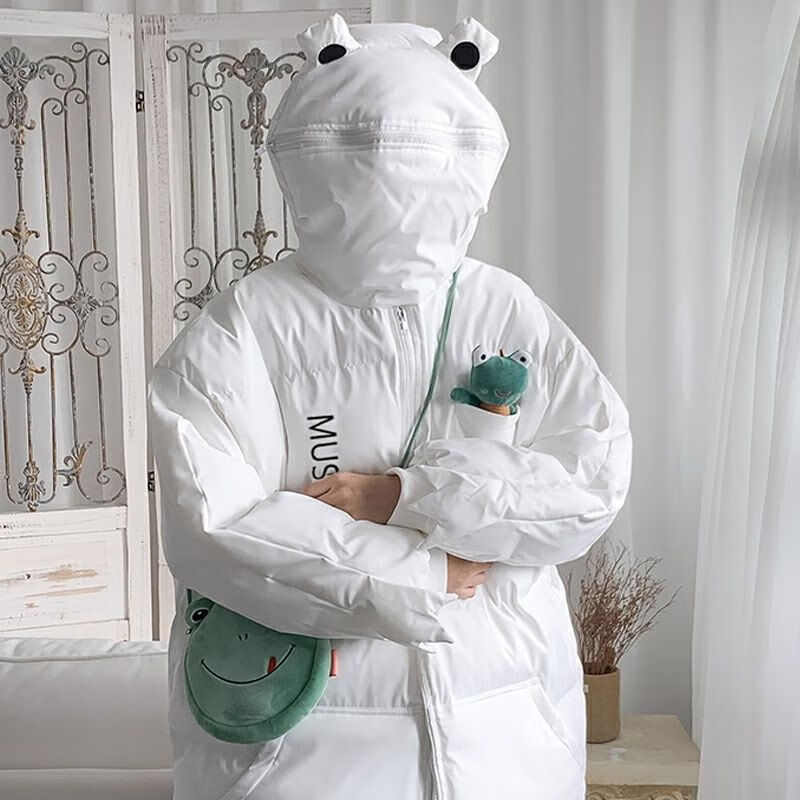 乙狼(yilang)冬季秋季国潮男装联名搞怪卡通青蛙套头卫衣男连帽宽松