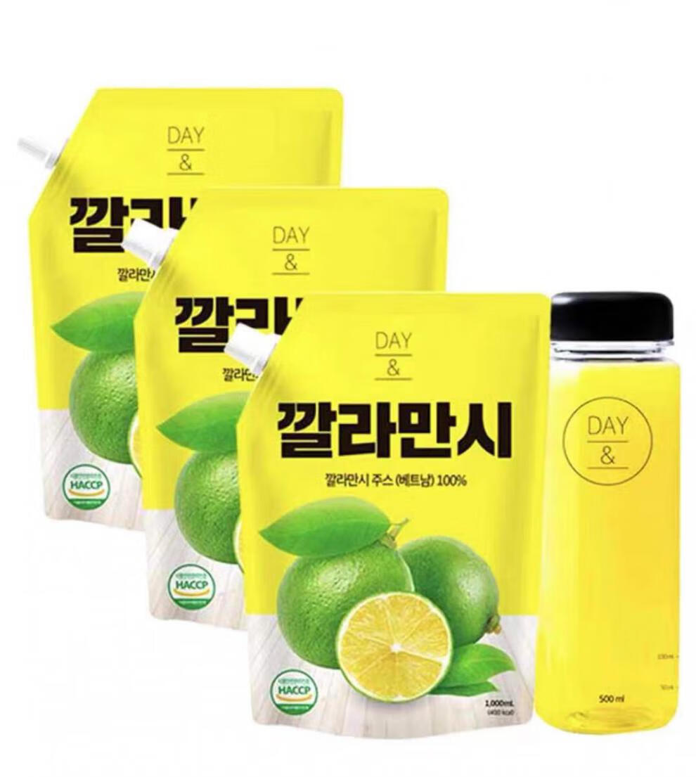 卡曼橘原液浓缩汁 1l*3袋 现货day韩国浓缩液低卡无糖c冲泡饮品