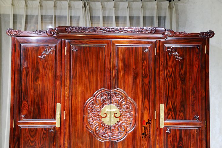 质木匠红木家具印尼黑酸枝学名阔叶黄檀新款汉丞大衣柜东阳四门中式