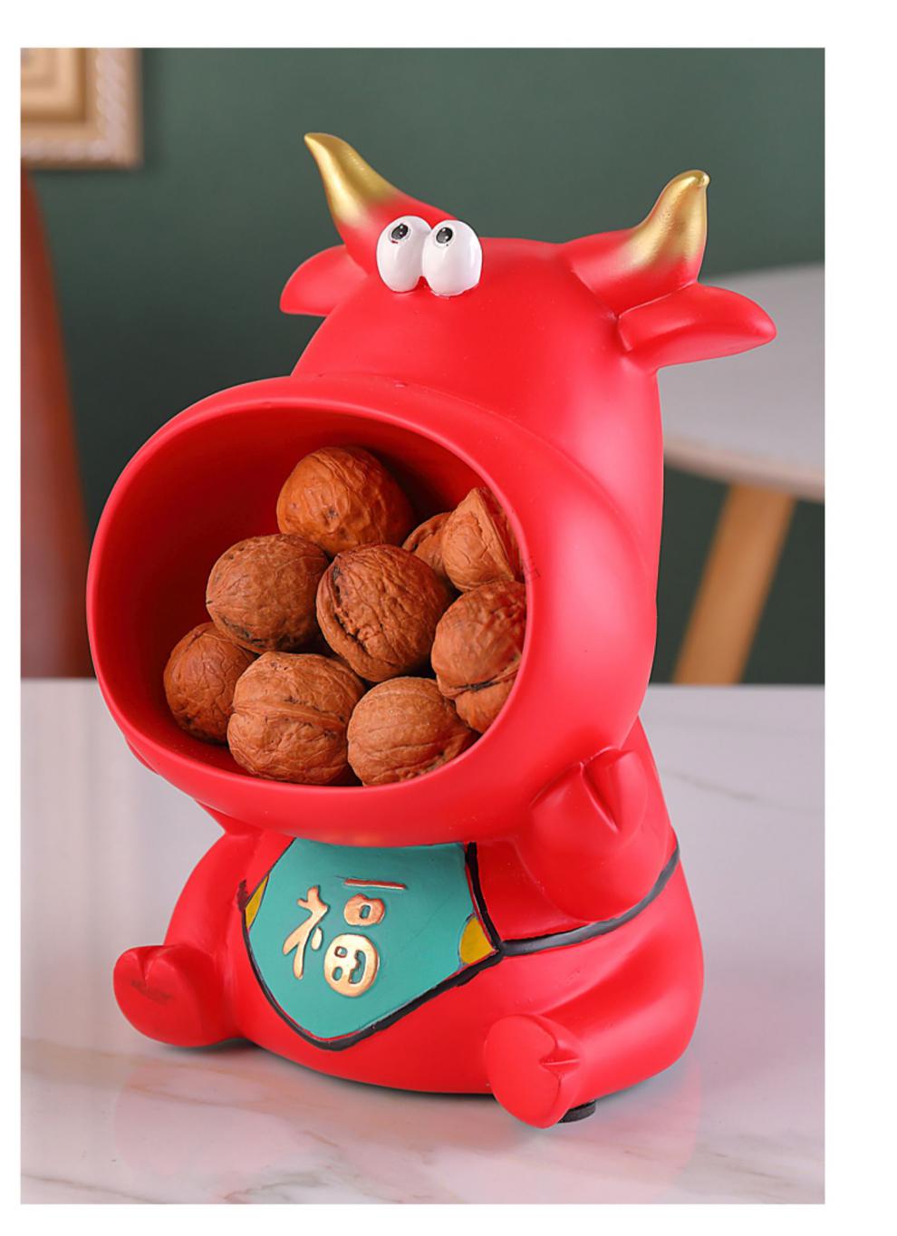 卡通可爱小牛纸抽盒客厅卧室茶几遥控器纸巾收纳盒创意家居摆件大嘴牛