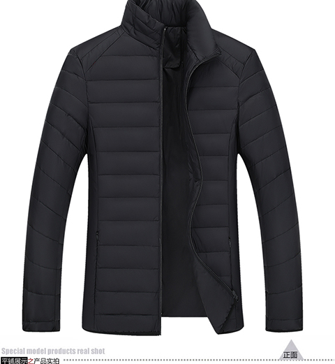 新款促销轻薄白鸭绒中老年羽绒服男短款立领爸爸装男士外套 暗红色