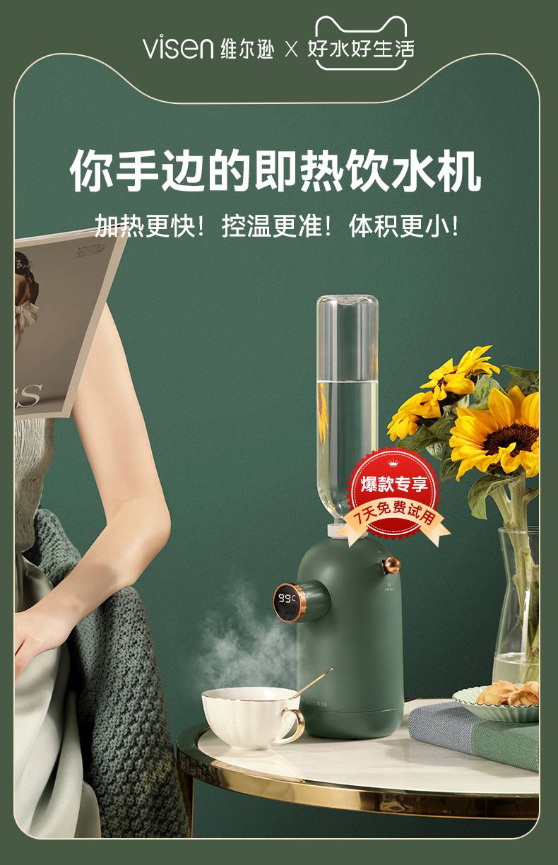 维尔逊即热式饮水机台式速热小型饮水器便携开水机桌面家用热水机皮谱
