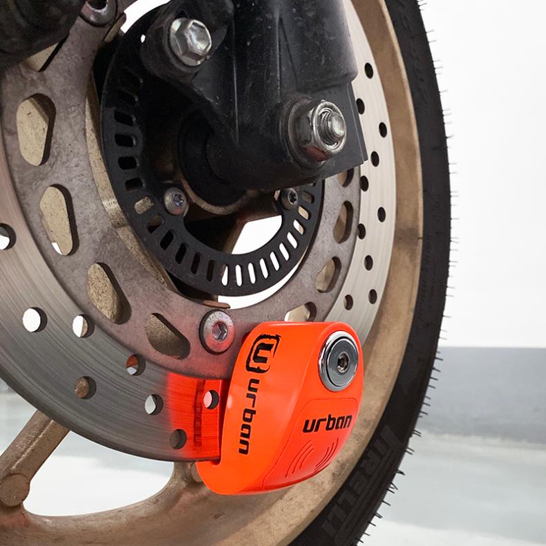 碟刹锁西班牙进口报警碟锁907摩托车防盗锁碟锁小牛ur907银6mm锁芯