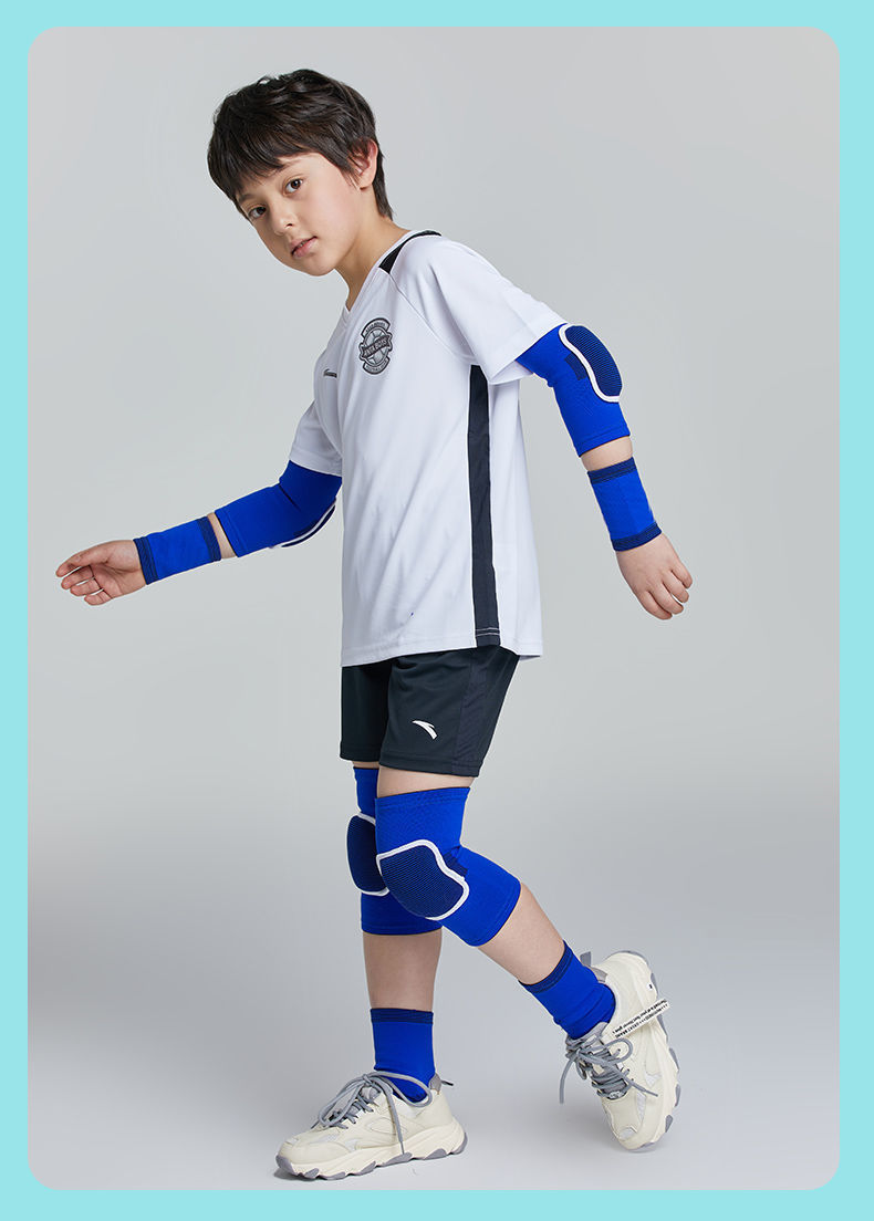 儿童护膝护肘套装篮球足球运动薄款护腕护踝舞蹈防摔护具男童黑色轻薄