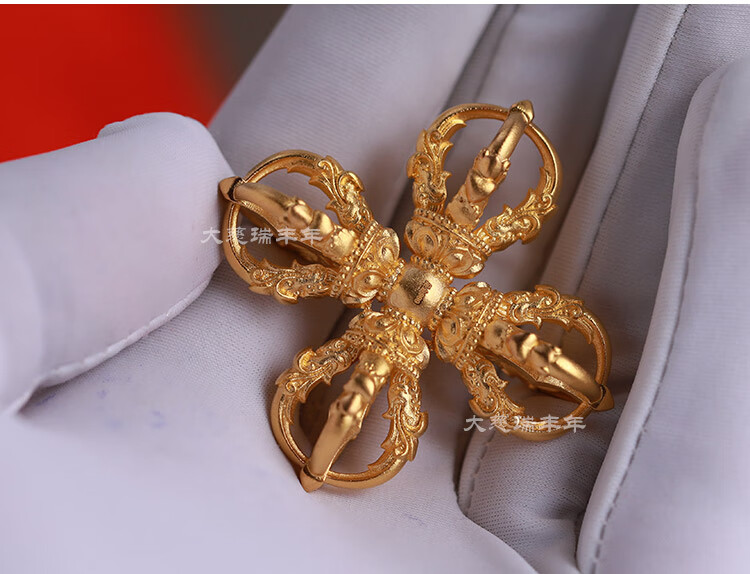 洛河足金999古法黄金十字金刚杵降魔杵项链吊坠男女厂家可定制尺寸