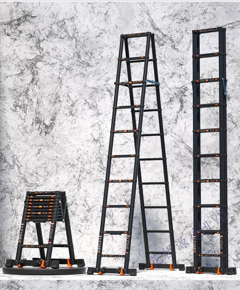 室外绅缩楼梯仲缩梯子折叠不占空间铅合金伸缩梯多功能铝合金便携户外