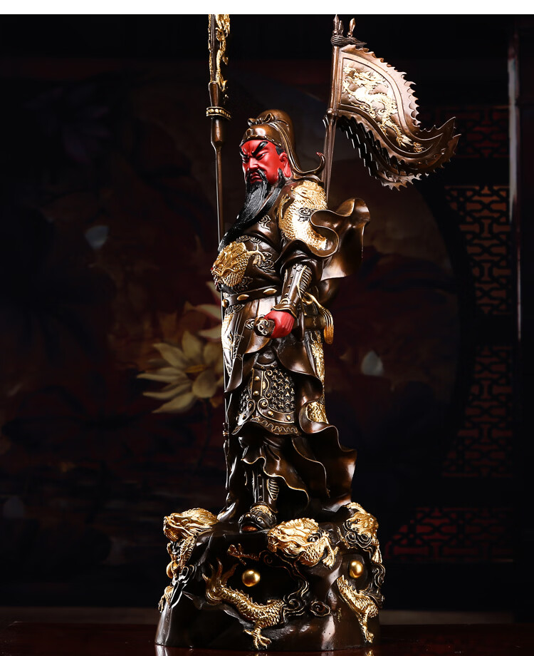 七宝莲纯铜关公摆件九龙关公像武财神爷佛像关二爷神像礼品高110厘米
