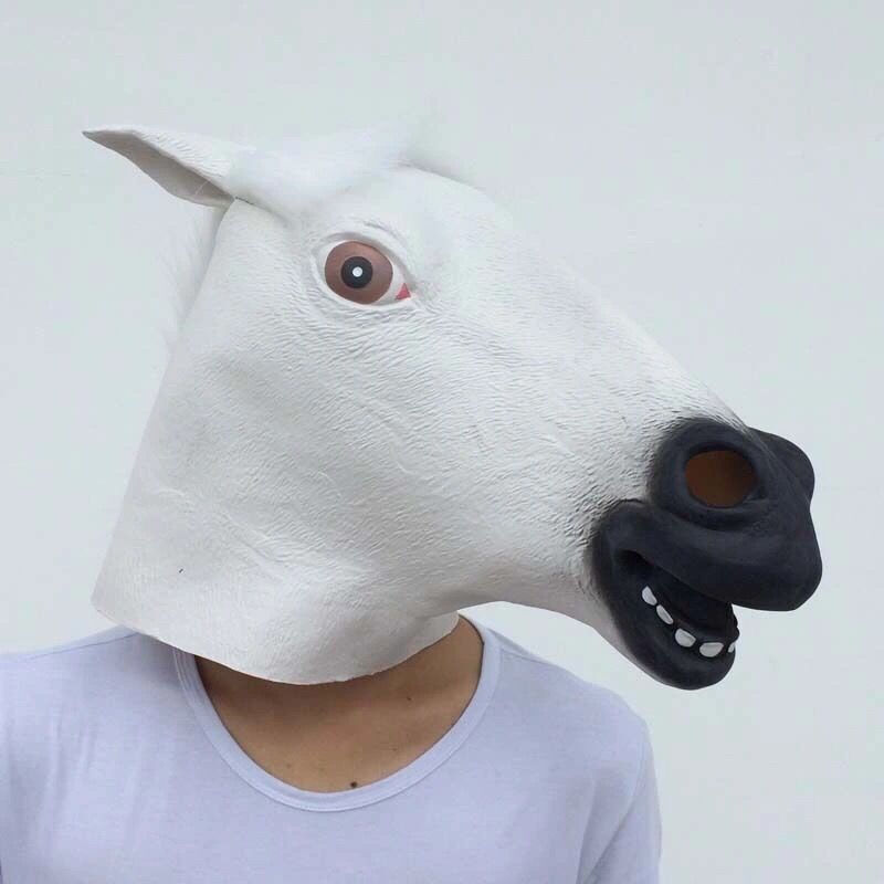 万圣节独角兽面具搞笑犬马君动物头套cos酒吧派对骑马舞头套批发 斑马