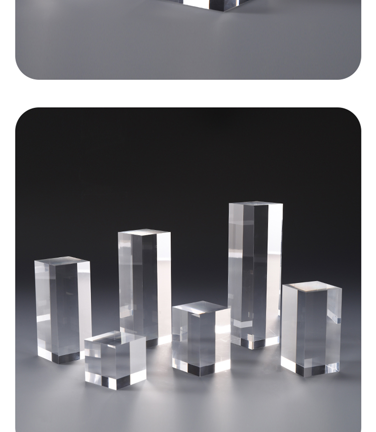 亚克力方块化妆品展示托有机玻璃透明水晶方柱座饰品陈列展示道具3x3