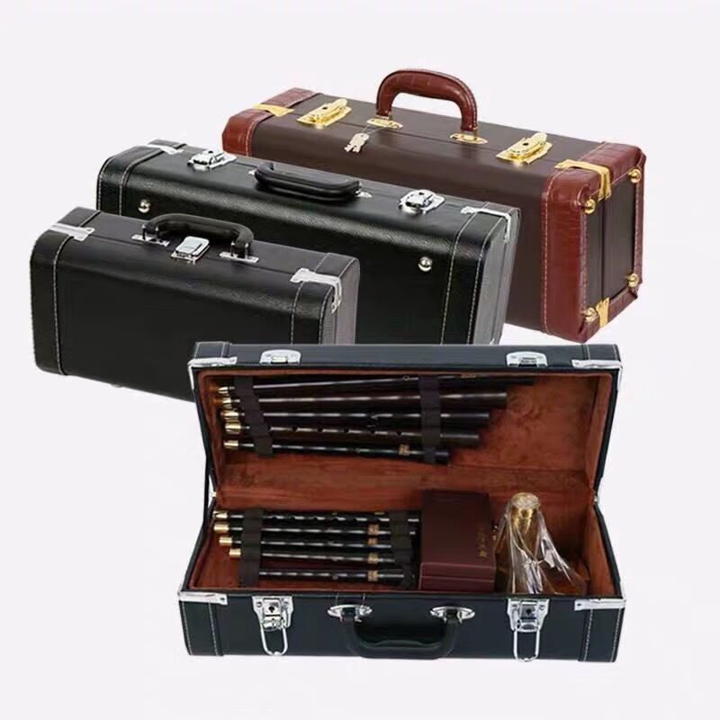 唢呐箱子带锁手提唢呐包10支装唢呐皮箱全套配件唢呐盒子棕色10套装