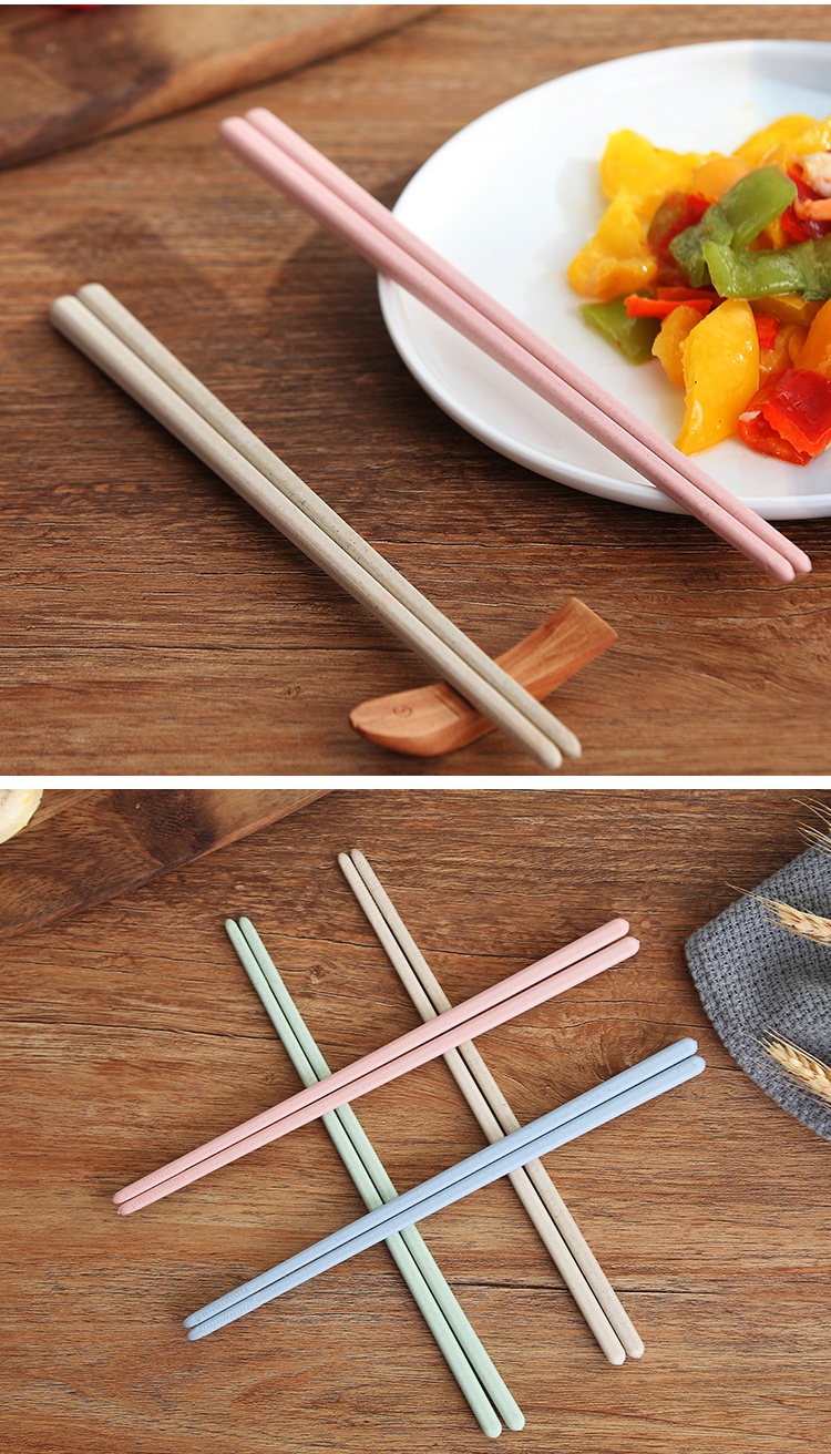 小麦秸秆家用筷子防滑北欧创意网红高颜值4双8双家庭装麦秸秆筷子8双