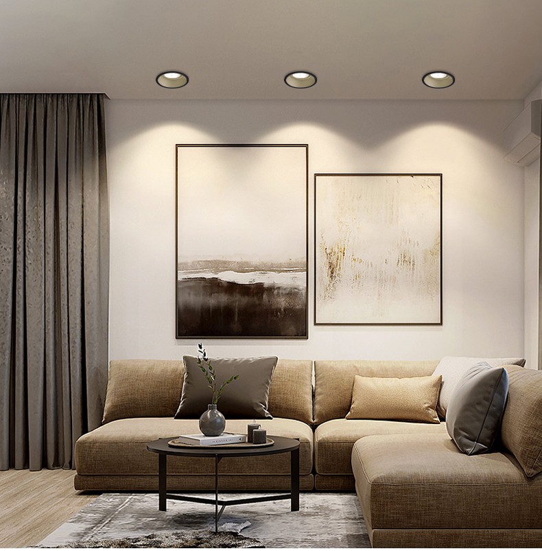 窄边框射灯嵌入式防眩天花灯3500k科锐高显色cob射灯客厅家用筒灯白色