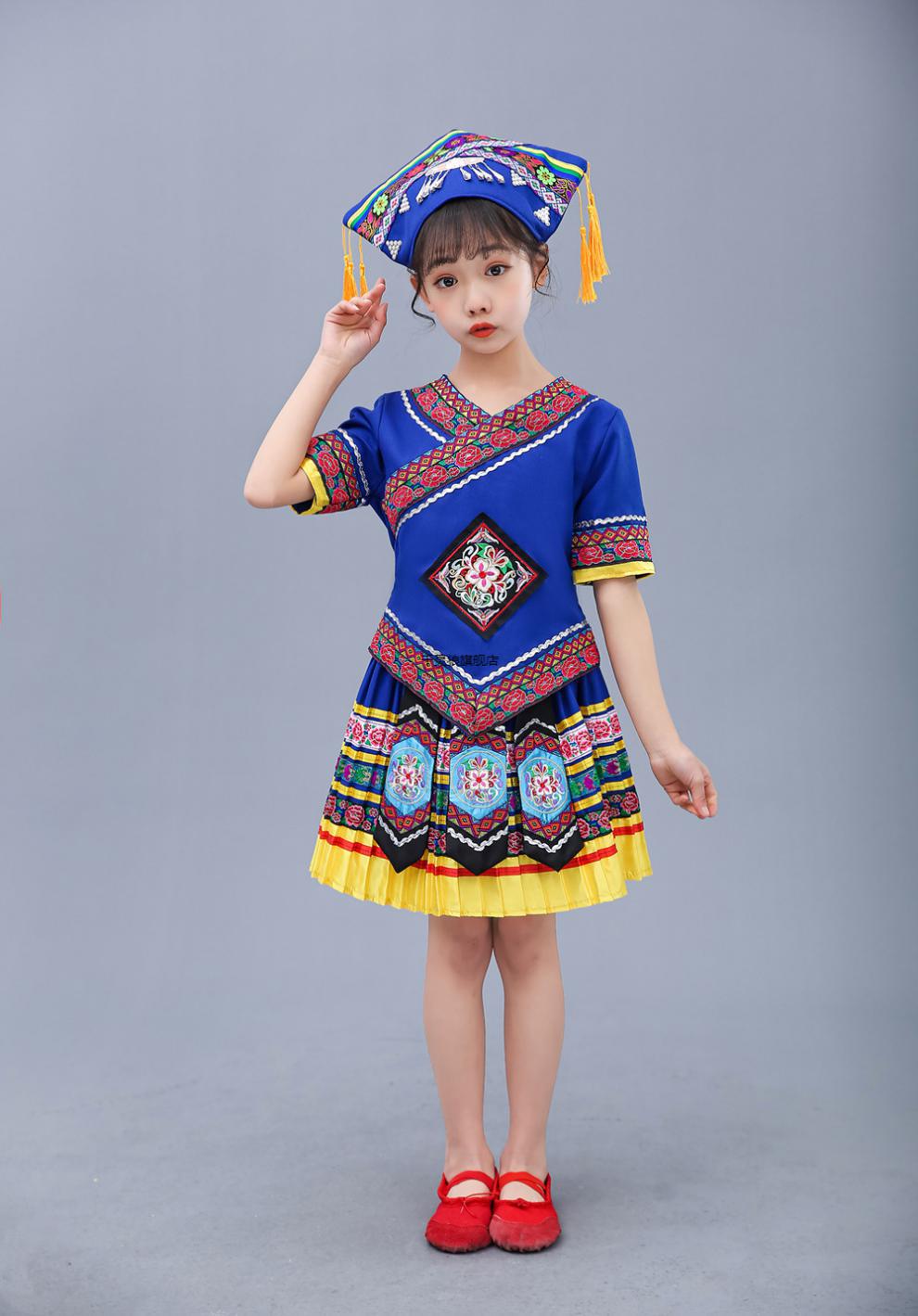 三月三儿童服装广西壮族演出服苗族彝族侗族表演男童葫芦丝土家族