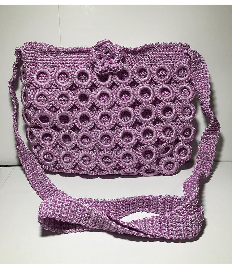 希尔库班空心线编织包【成品】手工勾圈圈包包毛线包斜跨包空心线编织