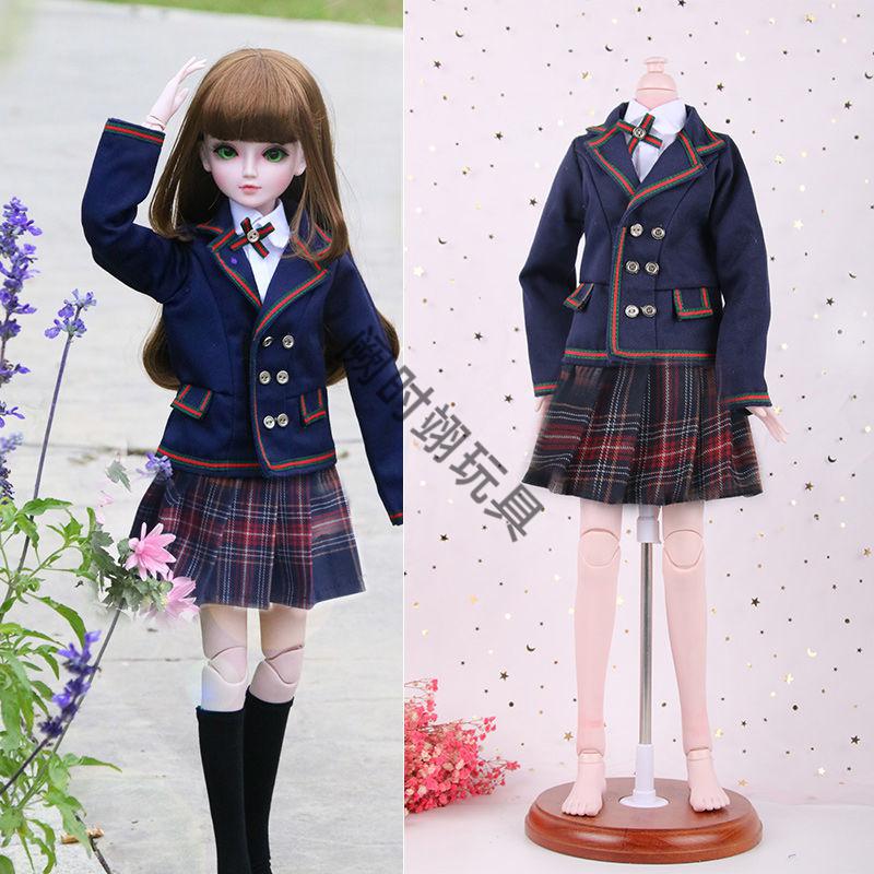 芭比娃娃校服衣服60厘米制服连衣裙bjd娃鞋 白色衬衫 牛仔短裙/不含