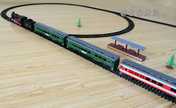 2022新款仿真电动轨道模型儿童男女孩玩具和谐号蒸汽机东风4b绿皮火车