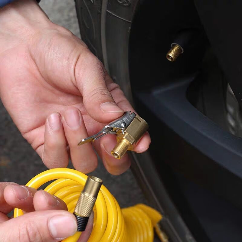 轮胎快速充气嘴加气头胎压表打气咀头子铜制夹头式打气咀充气工具纯铜