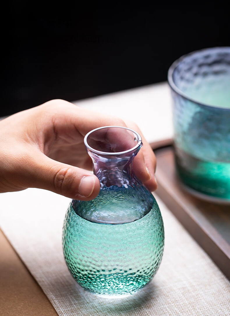 棠纪tonekey锤纹玻璃温酒器日式清酒壶温酒壶家用酒具套装烫酒壶小