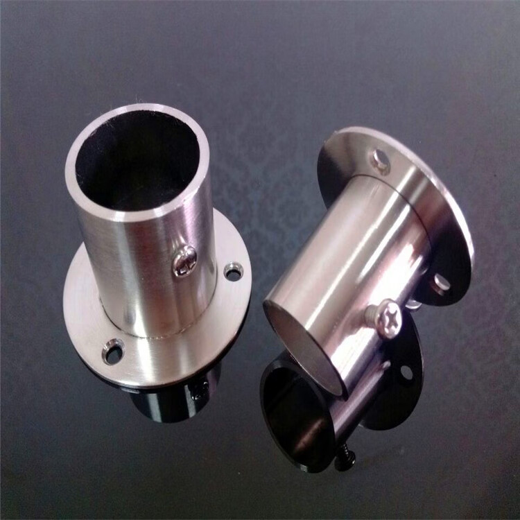 加厚管座不锈钢管底座法兰座不锈钢五金配件衣柜挂衣杆托高脚304装饰