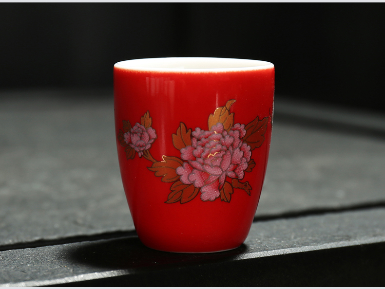 高档酒杯子家用陶瓷酒杯一口烈酒杯家用景德镇小酒杯白色小号中式2两