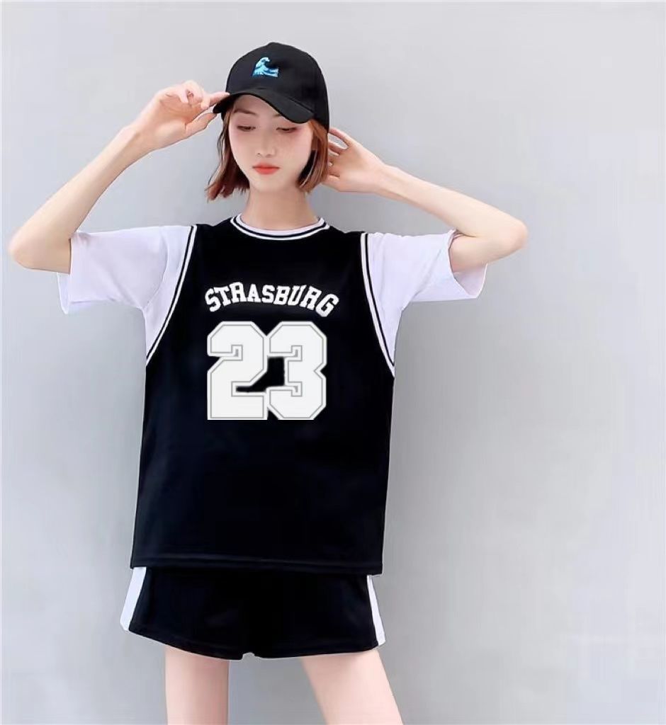 黄花地蓝球套装定制女篮球服女套装夏季假两件短袖女生篮球衣运动学生