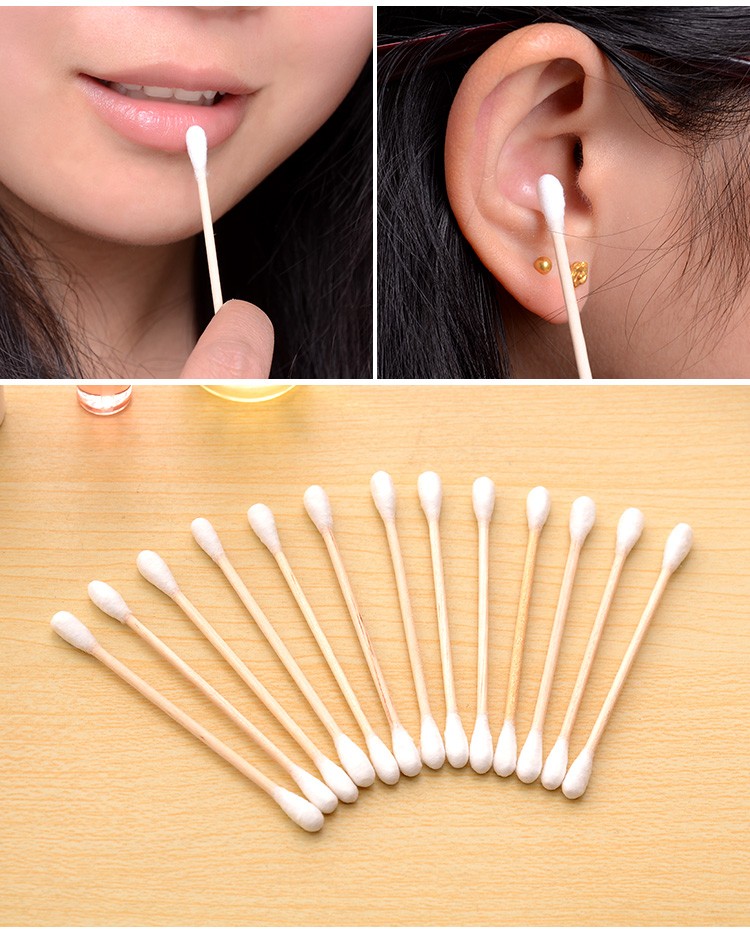 岙筱木棒棉棒棉球双头无菌掏耳朵消毒化妆卸妆棉花棉签棒1盒桃心棉签