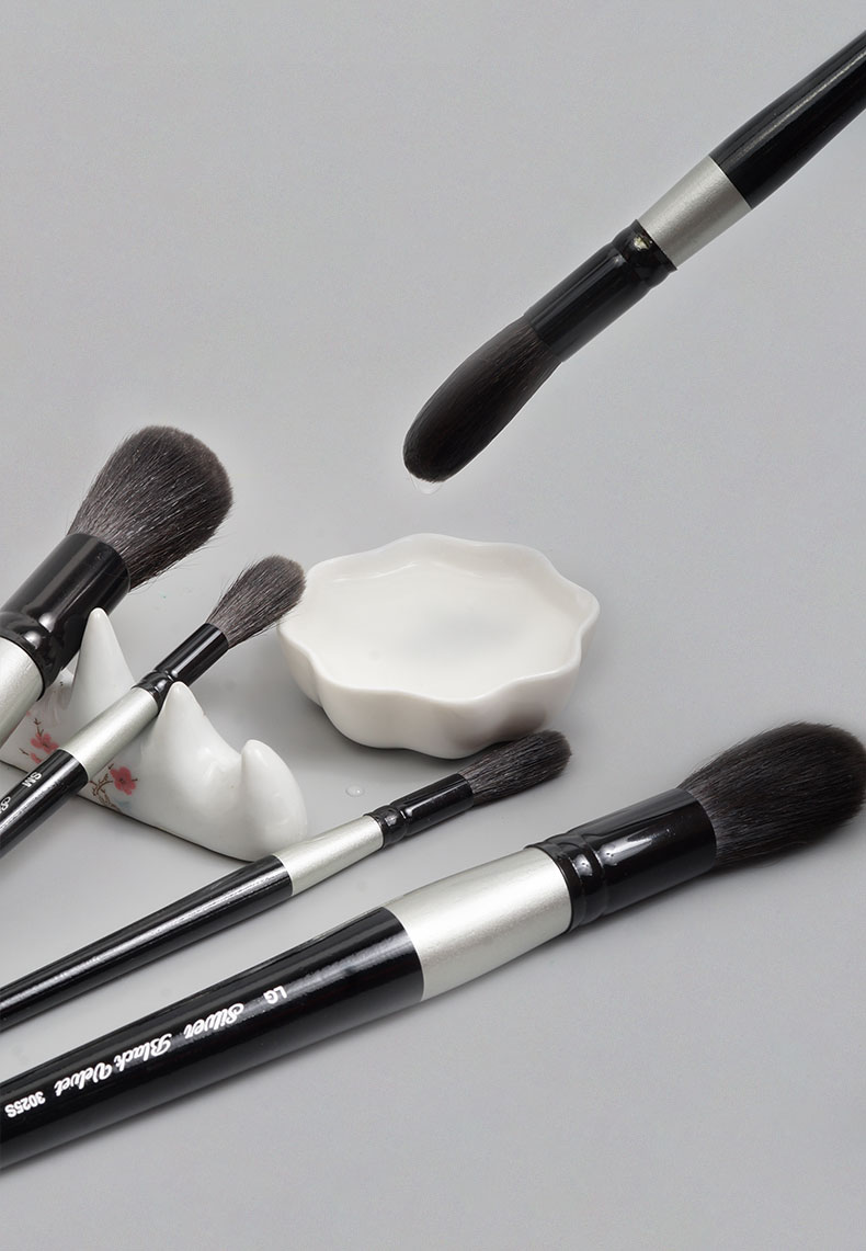 美国黑天鹅blackvelvet黑杆混松鼠毛钝圆头3025s水彩画笔3025ssm