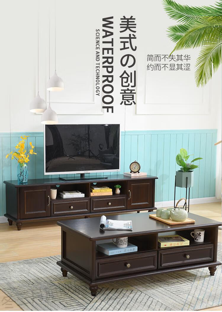 鑫恩理   实木 电视柜现代简约客厅小户型家用地柜欧式电视机柜茶几组合 1.2m电视柜(下单备注) 整装