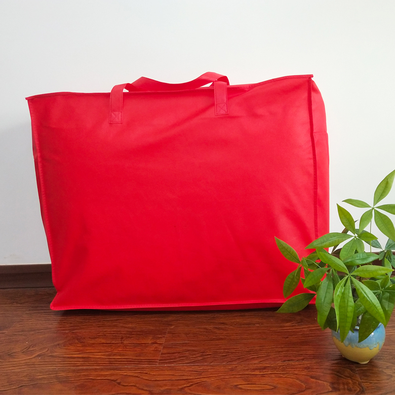 大号红色无纺布拉链袋幼儿园被子收纳包装袋手提袋 红色35*30*20cn