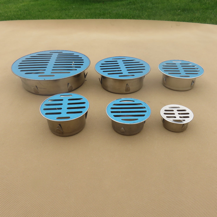 户外75110pvc160管阳台防堵平面地漏帽304不锈钢卡插天台地漏盖75201