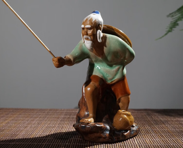 天南兄弟盆景假山摆件陶瓷小人物老翁下棋翁弹琴吹笛配件上水石吸水石